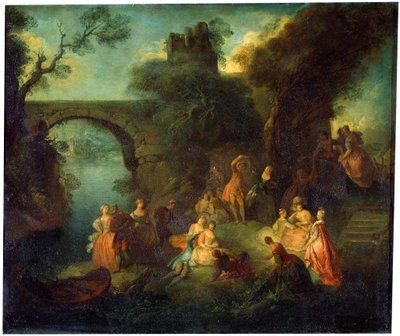 Baile en el río, c. 1720-1730 de Pierre Antoine Quillard