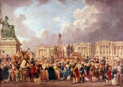 Ejecución por guillotina en París durante la Revolución Francesa, 1790s 1793-1807 de Pierre Antoine de Machy