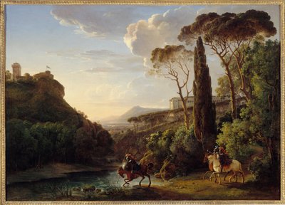 Paisaje italiano con tres caballeros de Pierre Athanase Chauvin