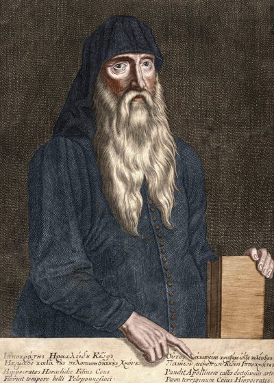 Hipócrates de Kos - Hipócrates (en griego Hippokrates) Medicina griega (460 a 380 a.C.). Grabado de Pierre Aubry (1610 - 1686). de Pierre Aubry
