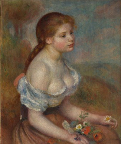 Una joven con margaritas, 1889 de Pierre Auguste Renoir