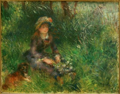 Aline Charigot con perro de Pierre Auguste Renoir