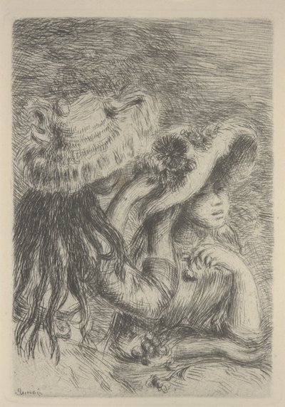 Arreglando el sombrero de Pierre Auguste Renoir