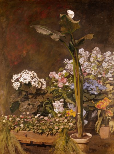 Arum y plantas de invernadero de Pierre Auguste Renoir