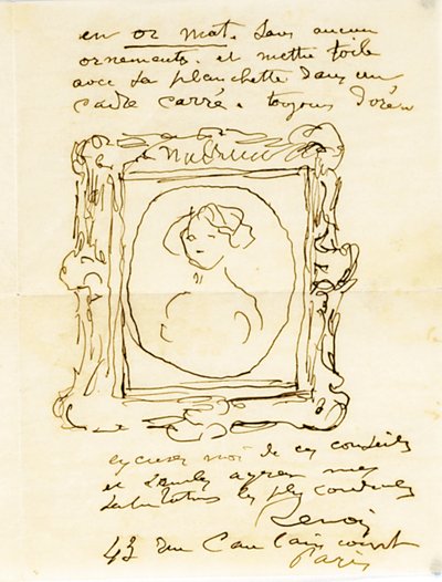 Carta autógrafa firmada al Dr. Fritz Thurneyssen, París y Les Collettes, 24 de junio de 1908 de Pierre Auguste Renoir