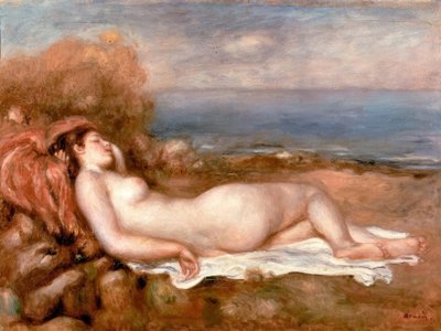 Bañista acostada al borde del mar de Pierre Auguste Renoir