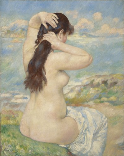 Bañista Arreglándose el Cabello, 1885 de Pierre Auguste Renoir
