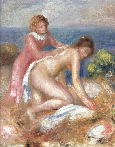 Bañista y una Criada de Pierre Auguste Renoir