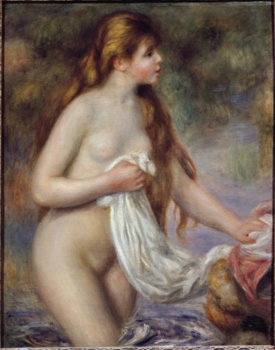 Bañista con cabello largo de Pierre Auguste Renoir