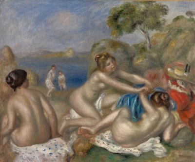 Bañistas Jugando con un Cangrejo, c.1897 de Pierre Auguste Renoir