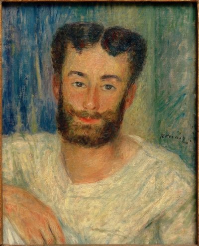 Retrato de un joven barbudo con chaleco recortado (El remero de Bougival) de Pierre Auguste Renoir