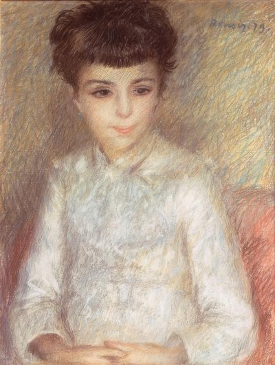 Retrato de una joven con cabello castaño de Pierre Auguste Renoir