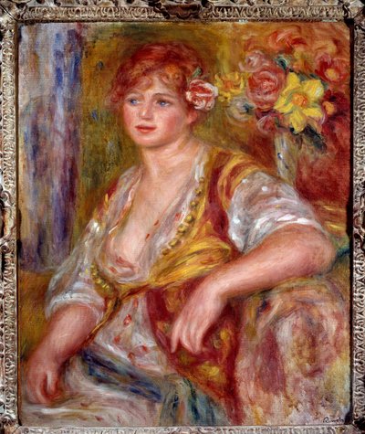 Blonde tiene la rosa. Retrato de Andree Madeleine Heuschling (1900-1979) apodada “Dedee”, una comediante conocida como Catherine Hessling de Pierre Auguste Renoir