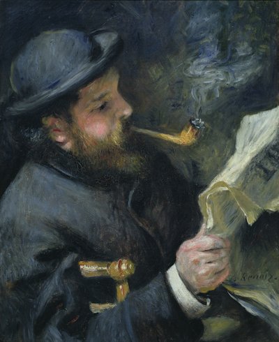 Claude Monet (1840-1926) leyendo un periódico, 1872 de Pierre Auguste Renoir