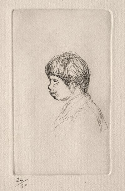 Claude Renoir, el hijo del artista, de perfil de Pierre Auguste Renoir