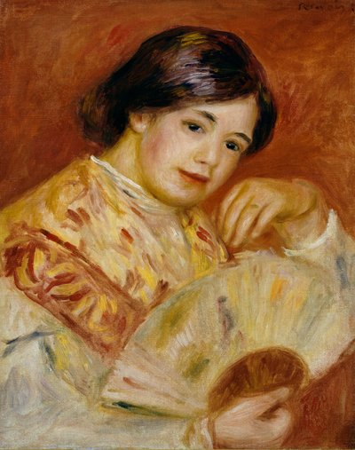 Coco con un abanico japonés, c.1906 de Pierre Auguste Renoir