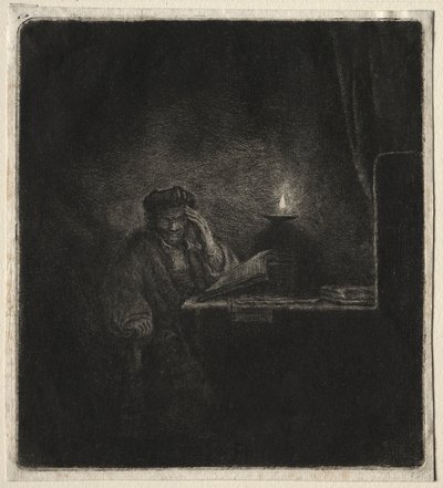 Copia de Estudiante en una mesa a la luz de las velas de Pierre Auguste Renoir