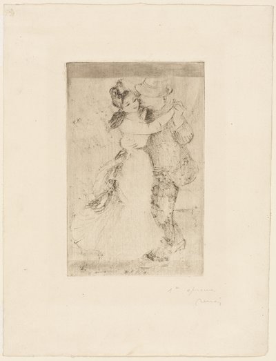 Dance in the Country, c.1890 (aguafuerte en gris pardo sobre papel verjurado marfil) de Pierre Auguste Renoir