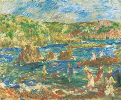 Niños en la playa de Guernsey, c.1883 de Pierre Auguste Renoir
