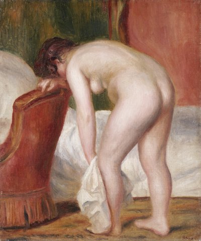 Desnudo femenino secándose, c.1909 de Pierre Auguste Renoir