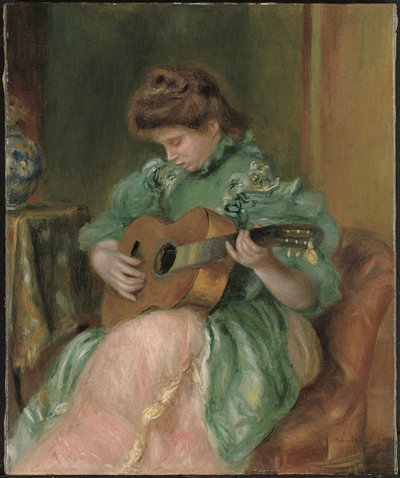 Mujer con guitarra, c. 1896-1897 (óleo sobre lienzo) de Pierre Auguste Renoir
