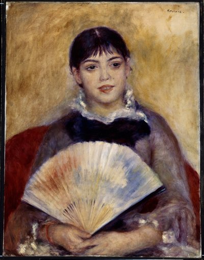 Chica con abanico (Alphonsine Fournaise). Pintura de Pierre Auguste Renoir (1841-1919) de Pierre Auguste Renoir