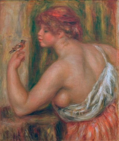 Mujer con pajarito de Pierre Auguste Renoir