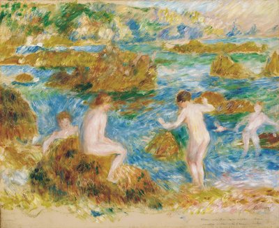 Chicos Desnudos en las Rocas en Guernsey de Pierre Auguste Renoir