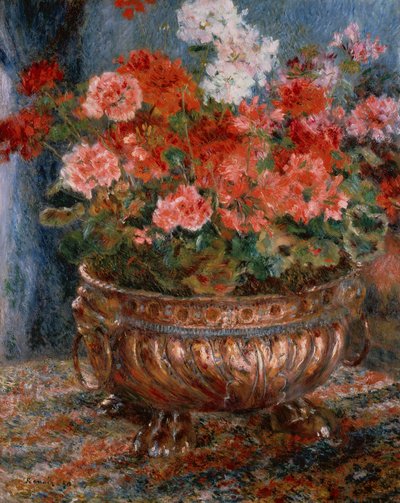 Geranios en una palangana de cobre de Pierre Auguste Renoir