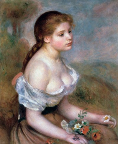 Niña con flores, c1900 de Pierre Auguste Renoir
