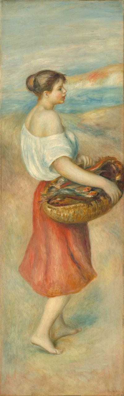 Niña con una Cesta de Peces, c. 1889 de Pierre Auguste Renoir