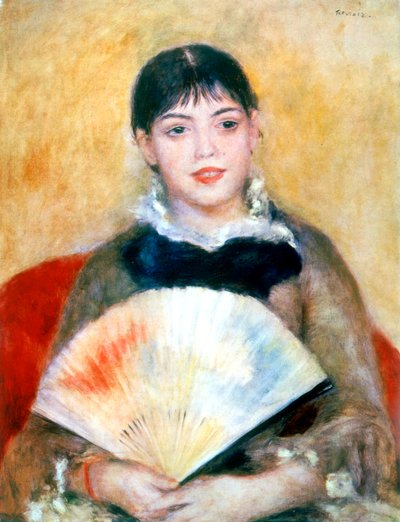 Chica con abanico, 1881 de Pierre Auguste Renoir