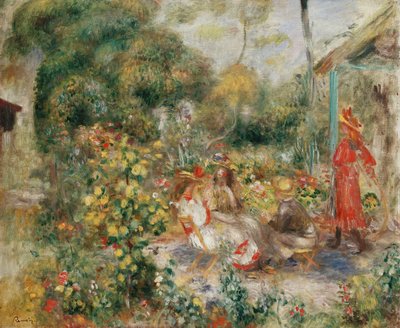Niñas en un jardín en Montmartre de Pierre Auguste Renoir