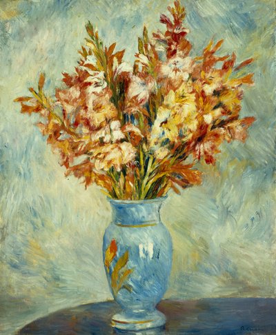 Gladiolos en jarrón azul, 1884 de Pierre Auguste Renoir