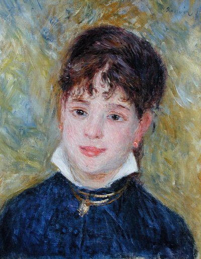 Cabeza de una joven (Jeanne Samary) c.1877-79 de Pierre Auguste Renoir