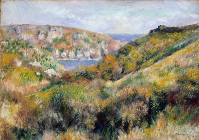 Colinas alrededor de la bahía de Moulin Huet, Guernsey, 1883 de Pierre Auguste Renoir