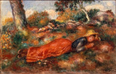 Joven acostada en la hierba de Pierre Auguste Renoir