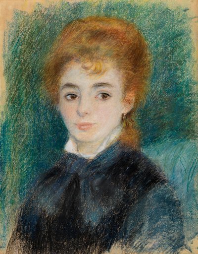 Dama de pelo castaño, c.1875-78 (pastel sobre papel dentado) de Pierre Auguste Renoir