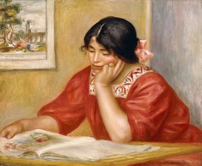 Leontine leyendo, 1909 de Pierre Auguste Renoir