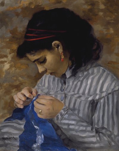 Lise cosiendo, c.1867-68 de Pierre Auguste Renoir