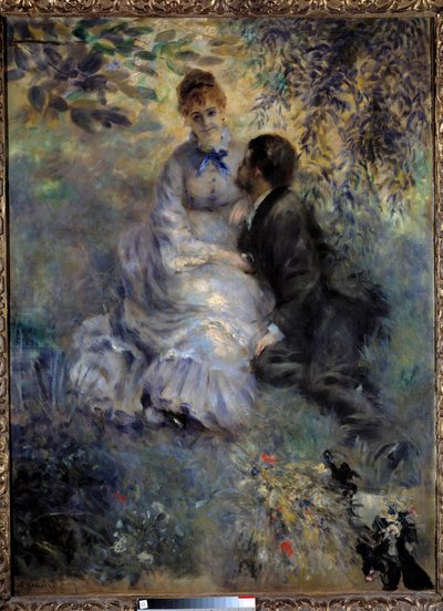 Amantes. Pareja sentada en un jardín. Pintura de Pierre Auguste Renoir (1841-1919) de Pierre Auguste Renoir