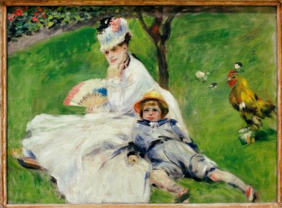 Madame Claude Monet con su hijo Jean en el jardín en Argenteuil de Pierre Auguste Renoir