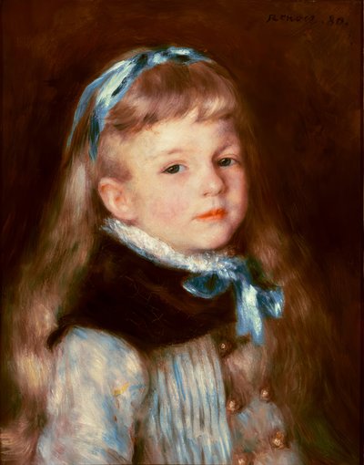 Señorita Grimprel con cinta azul de Pierre Auguste Renoir