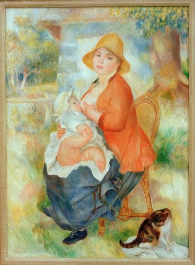 Maternidad. Mujer amamantando a su hijo de Pierre Auguste Renoir