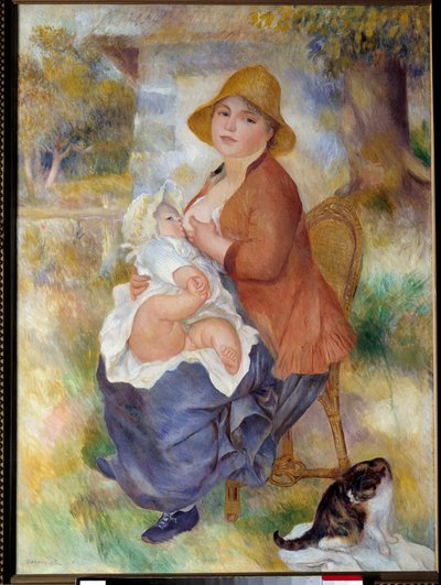 Maternidad también dice el niño dentro del pecho de Pierre Auguste Renoir