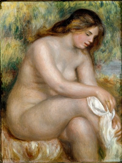 Desnudo sentado (bañista secándose la pierna) de Pierre Auguste Renoir
