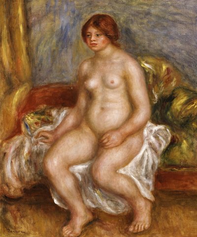 Mujer desnuda sobre cojines verdes, 1909 de Pierre Auguste Renoir