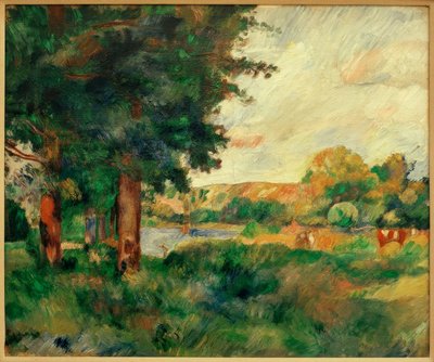 Paisaje de la isla de Francia con grandes árboles de Pierre Auguste Renoir