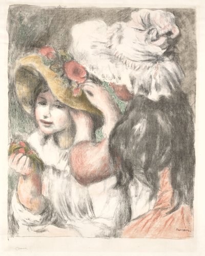 Colocando el sombrero, c. 1898 de Pierre Auguste Renoir