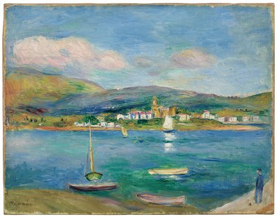 Puerto de pesca, Vista de Fontarabie desde Hendaya de Pierre Auguste Renoir